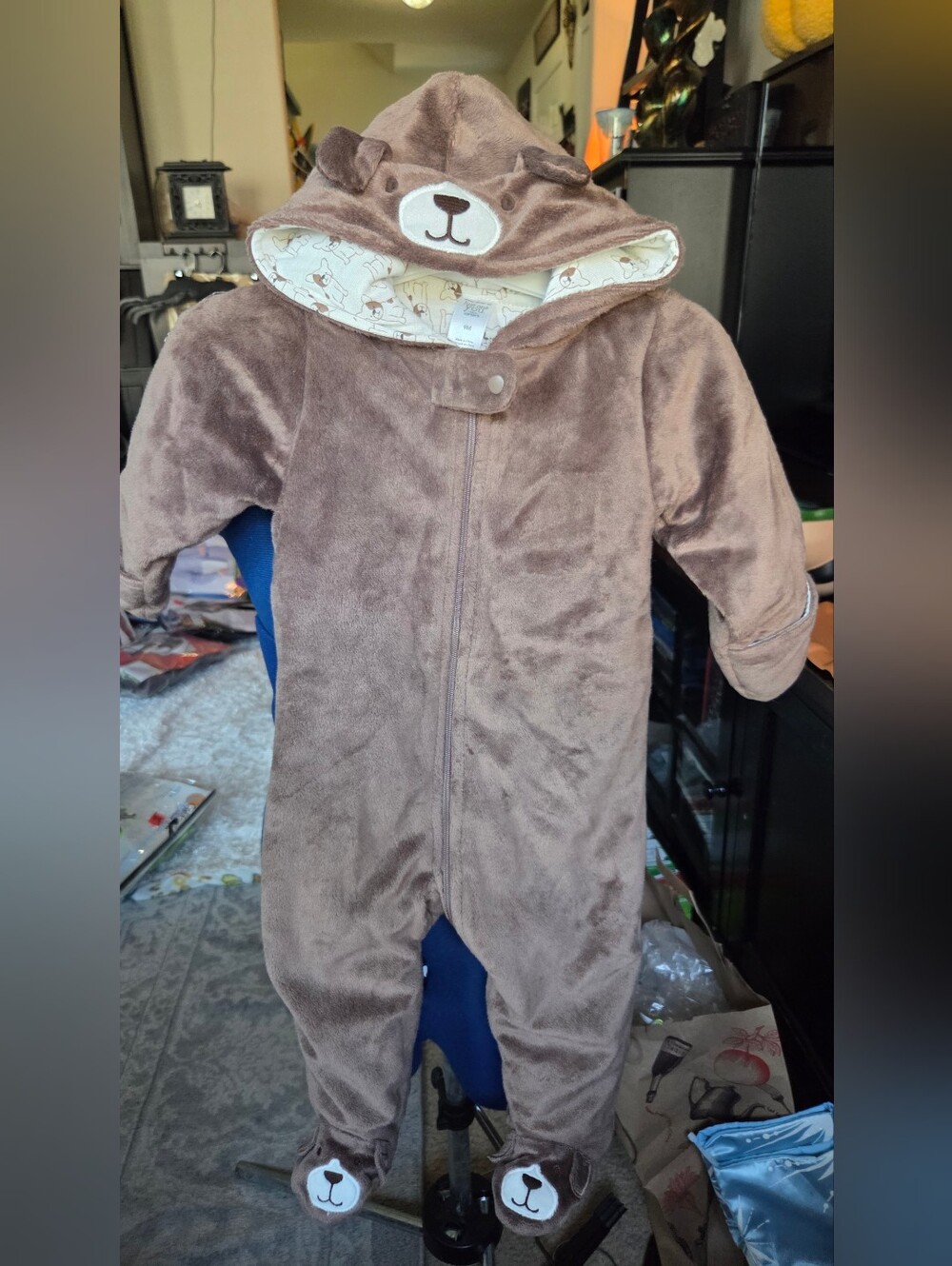 Carter's Brown Bear Hooded Plush One-Piece Footie